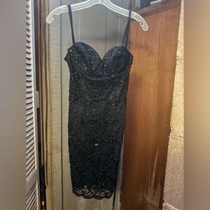 Vintage contempo casuals black beaded sequin party dress